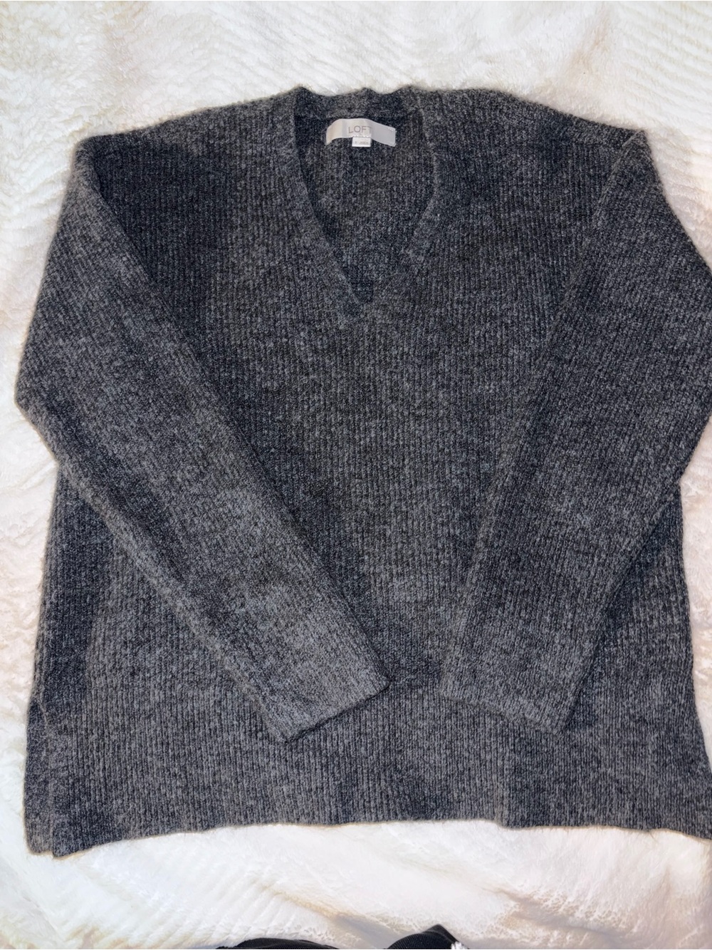 LOFT Dark Charcoal woman Gray V-Neck Sweater